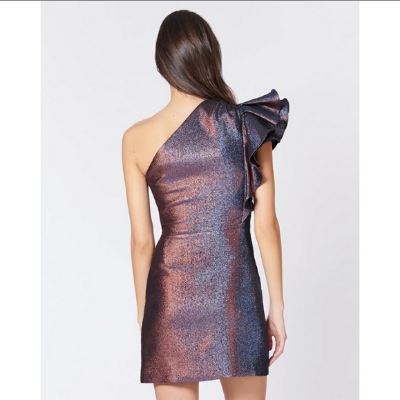 Veronica Beard Ensley Metallic Ruffle Mini Dress - Picture 3 of 7